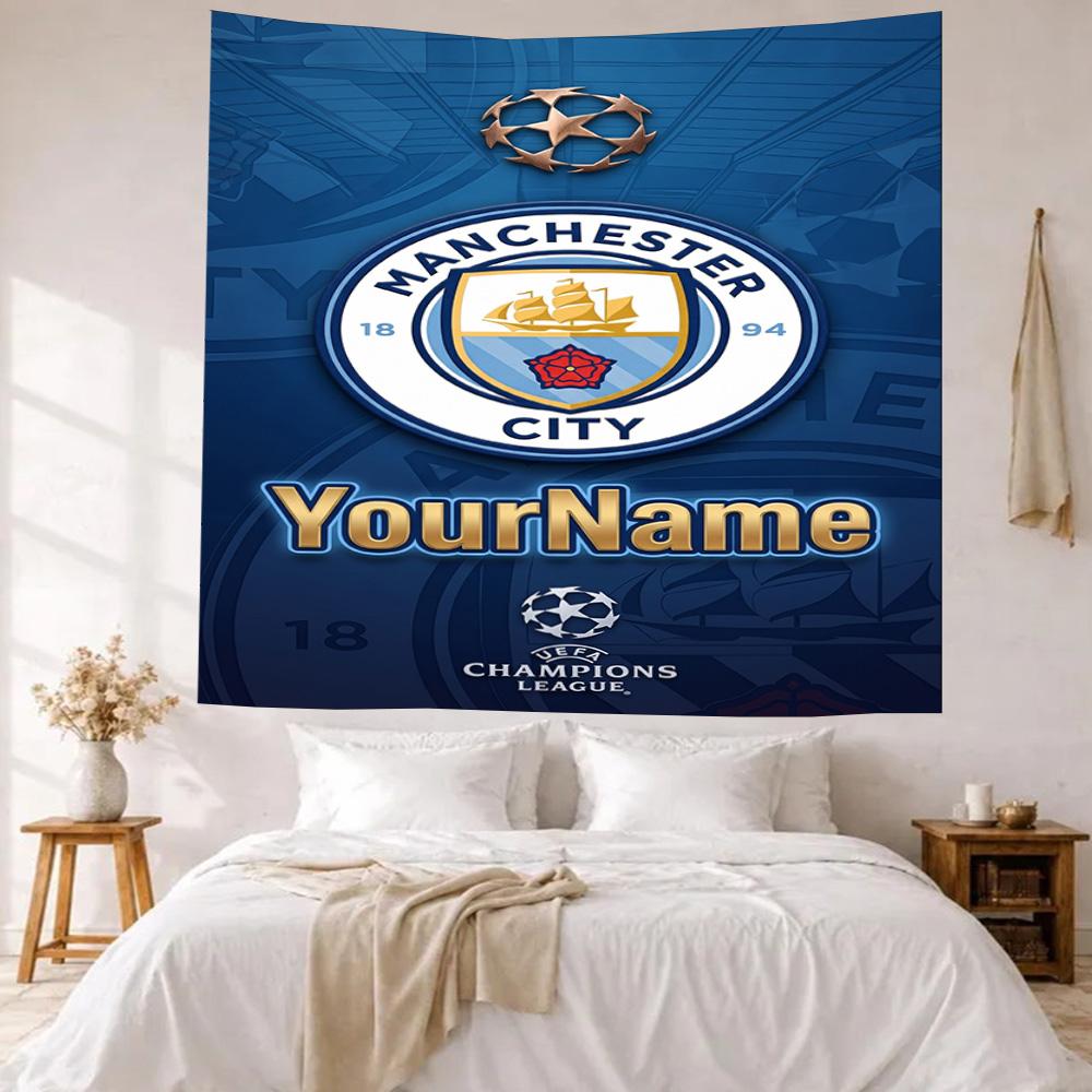 Manchester City Benutzerdefinierte Ihr Name Wanddekoration Wandteppich Kunst Für Haustier-Gedenken Geburtstag Hochzeitsparty Kulisse Familien Geschenk