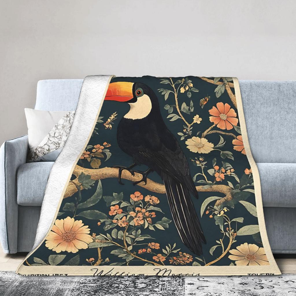 William Morris Bird Blanket Warm Soft Print Plush Throw Blanket For Girls Boys Couch Sofa Bed Flannel Bedspread Bed Cover
