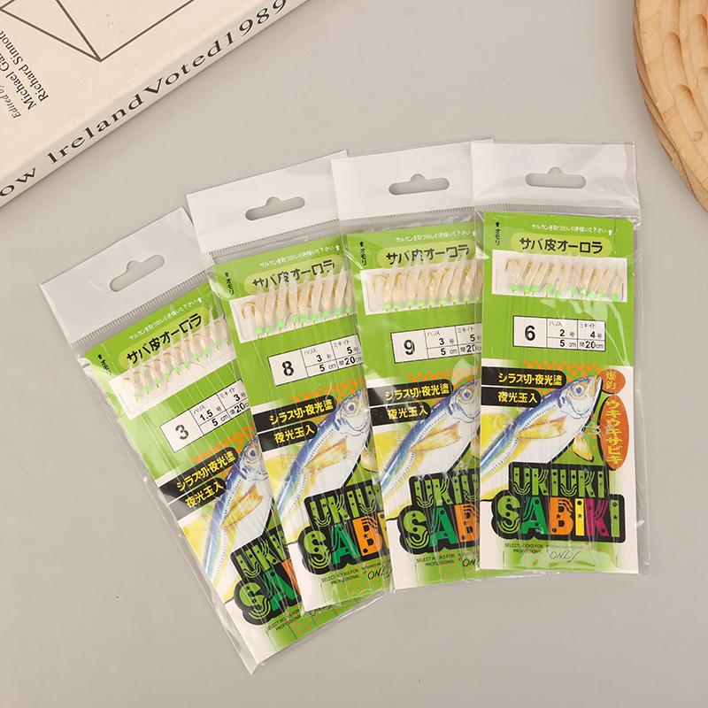 10 Stück/Packung Weißer Fischhaut Bionischer Vorfachhaken Apollo Uki Uki Sabiki Weiße Fischhaut Fisch Angelhaken Angelhaken Angelwerkzeug