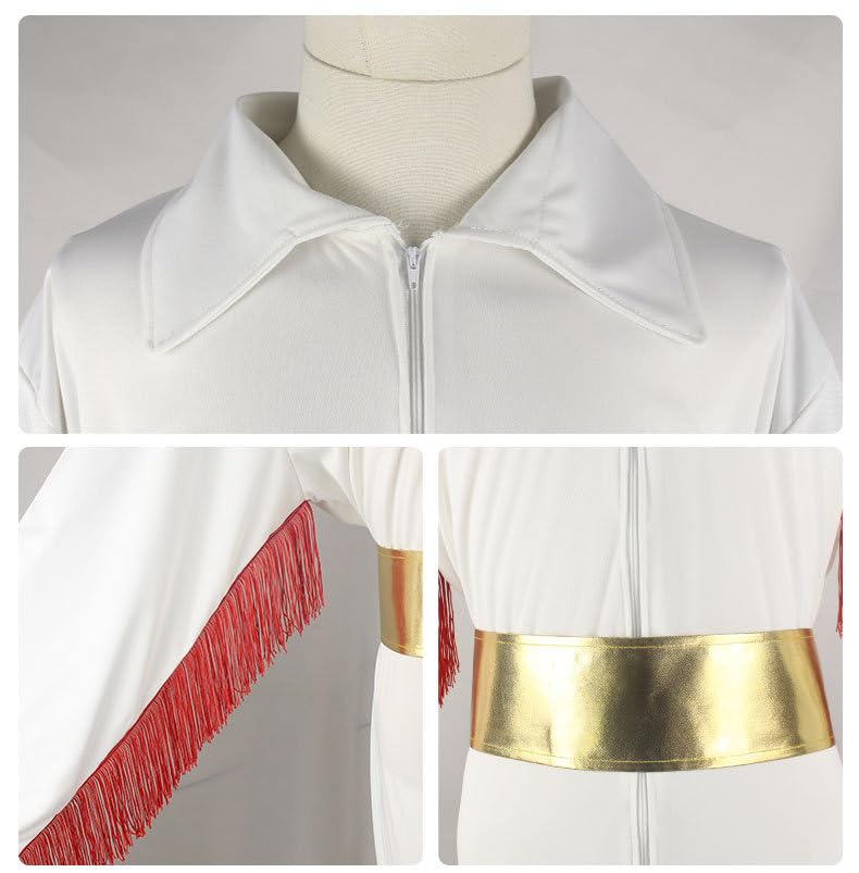 Youngfull Elvis Presley Cosplay Costume, Jumpsuit, Wig, and Gold Belt, 3-Piece Set, Halloween Costume for Adult Men, Featuring the International Star