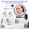 Wall-Mounted LED Makeup Mirror with Magnifying Glass, No-Drill, Retractable - Ideal for Bathroom & Dressing Table