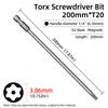 200mm Torx Screwdriver Bits Magnetic Hollow Plum Blossom Head S2 Steel Security Bit T6-T40 1/4'' Hex Shank Hand Power Tools