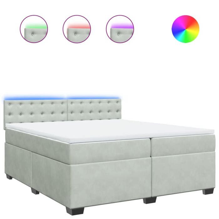 VidaXL Sommier à lattes de lit et matelas Gris clair 200x200cm Velours 3288714