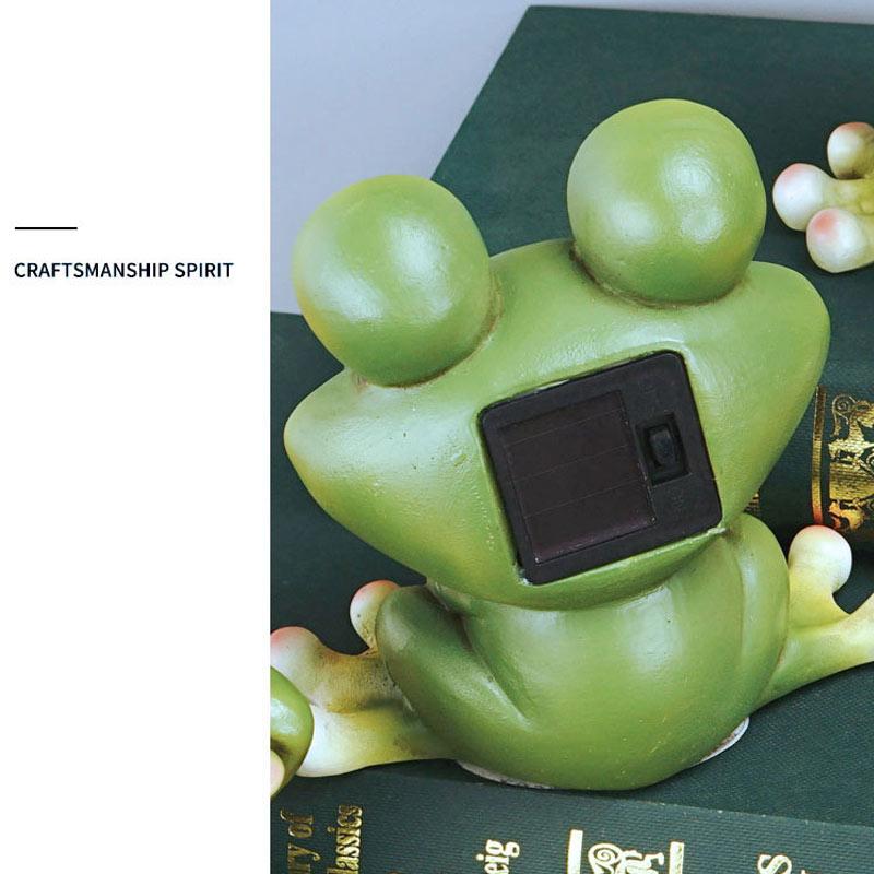 Frog Ornament Solar Light Home Decor Accessories Kawaii Resin Craft Desktop Figurines Living Room Decoration Kids Room Ornaments