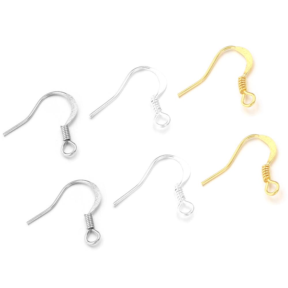50-200Pcs Stainless Steel Earrings Clasps Hooks Hypoallergenic Ear Hook Earring Fish Hooks For Handmade Jewelry Earwire Findings