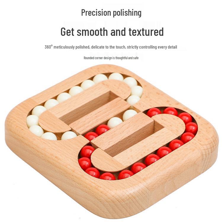 Beech Wood Planar Sliding Ball Puzzle: Luban Lock Brain Teaser for Adults & Kids