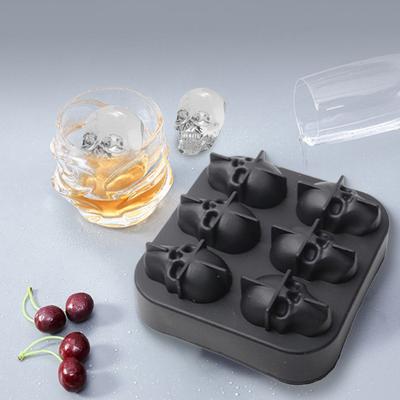 Skull Ice Ball Mold Flexible Silicone Ice Tray for Cocktails Whiskey Halloween Horror Theme Ice Cube Maker for Spooky Parties Gothic Events