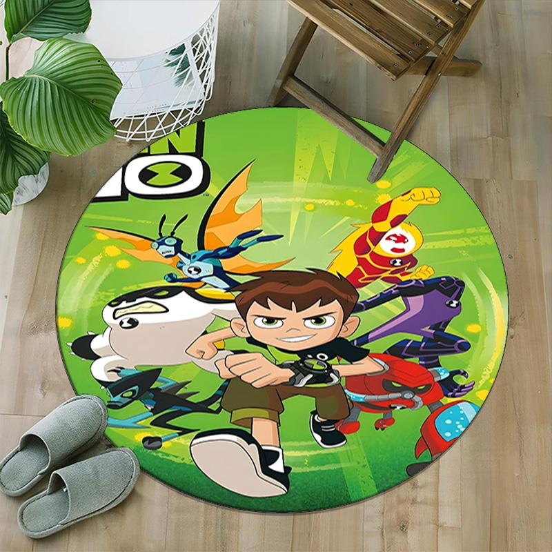 1pc Ben10 Print Round Carpet Chair Round Carpet Suitable for Bedroom Living Room Home Decorative Carpet