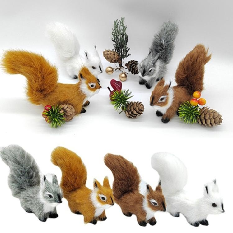 Simulated Squirrels Statue Stuffed Animals Plush Figure for DIY Crafts Displays