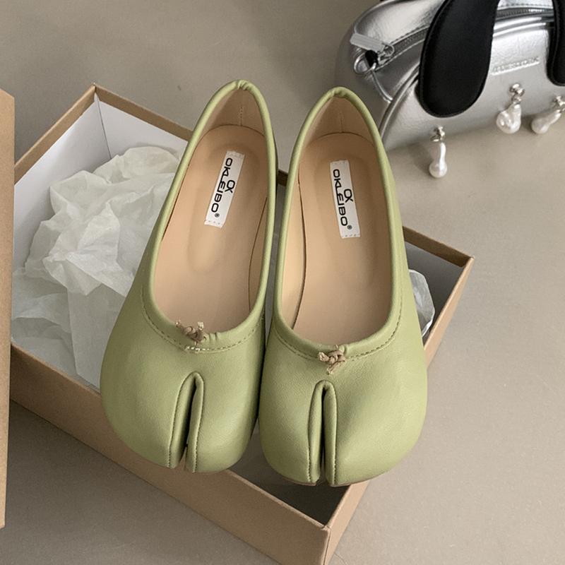 Fashion SUOJIALUN 2025 Spring New Brand Women Flat Shoes Fashion Candy Color Ladies Split Toe Shallow Slip On Boat Shoes Dress Loafer Sh