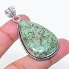 Natural Tibetan Turquoise Gemstone 925 Sterling Silver Pendant 2.01" AP-15142