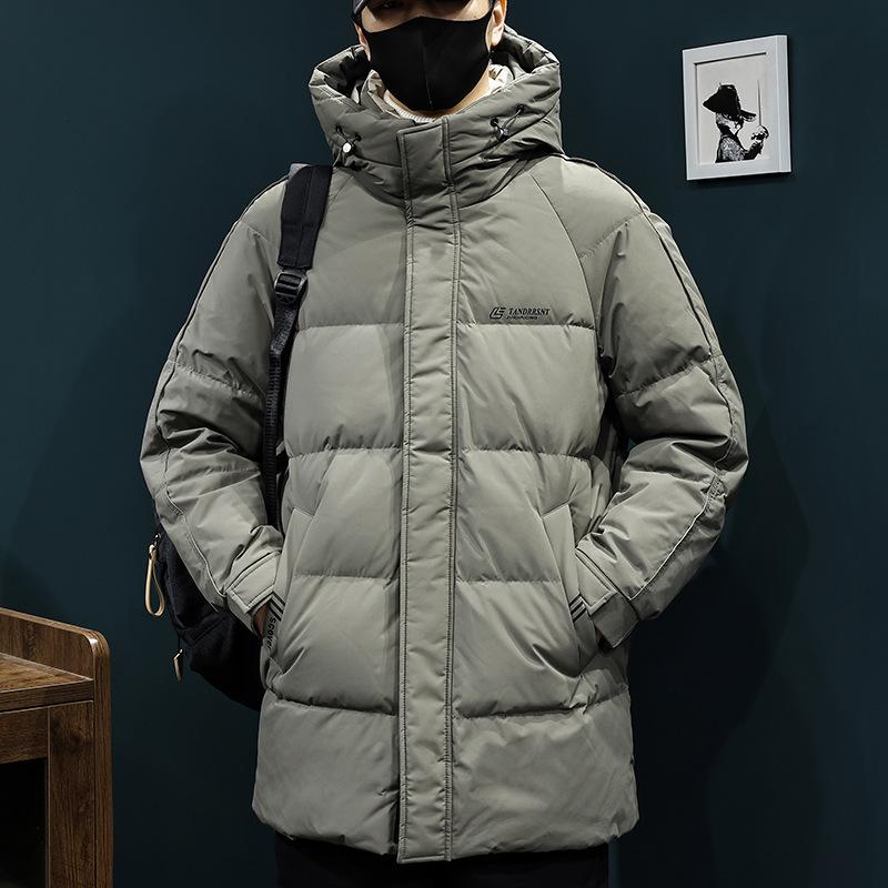 Men's Luxury Goose Down Mid-Length Hooded Winter Jacket, Plus Size, Thick & Warm Outerwear, 2025 New Arrival