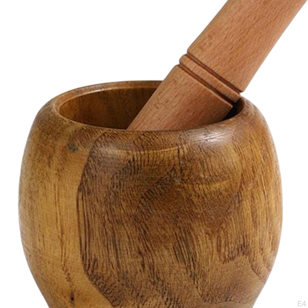 Wood Mortar with Pestle Decorative Kitchen Gadget Crusher Manual for Spices