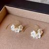French Retro Pearl Plaid Earrings: Luxury Korean Studs for Women