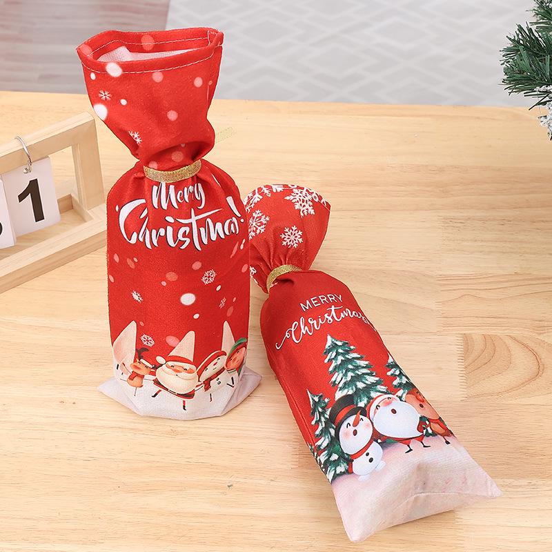 Přeshraniční vánoční červený obal na láhev vína Santa - Sváteční stolní dekorace