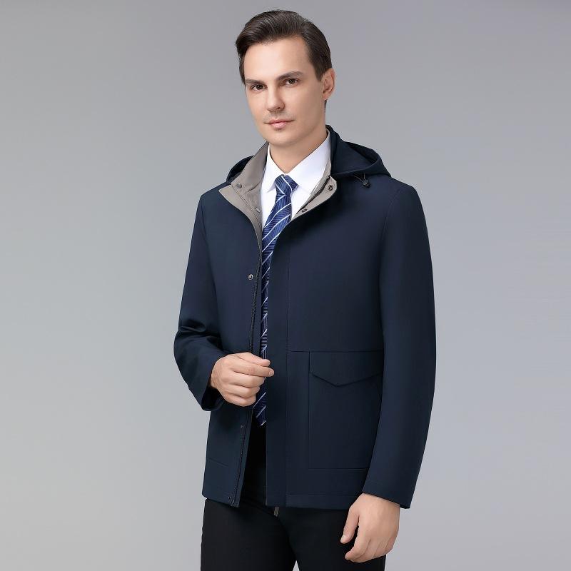 

Деловой пиджак, мужская осенняя новая куртка среднего возраста, однотонное повседневное пальто с лацканами, плотный пиджак для руководителей 195