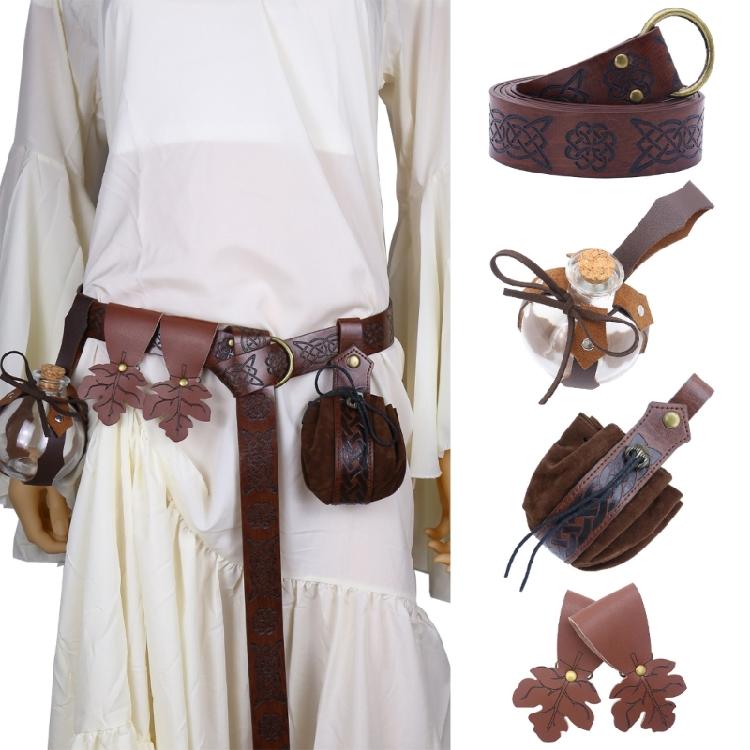 1 Set Medieval Renaissance Costume Set Belt Potion Bottle Mug Holder Skirt Hikes Halloween Renaissance Accessories