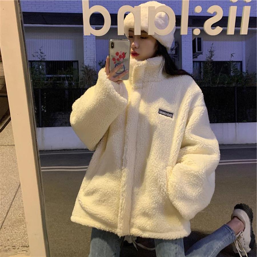 Fleece ovčí vlna kabát dámský zimní podzimní sezóna univerzální bavlněná bunda student nový styl Ins Hongfeng fleece hustý top trendy