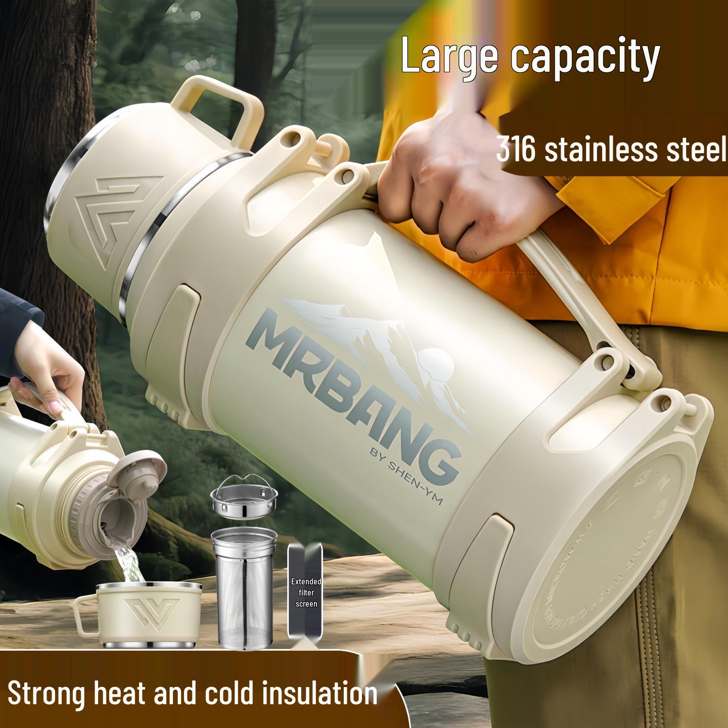 

Large-Capacity Insulated Stainless Steel Kettle for Outdoor and Home Use Steel Color 1200ML with Filter