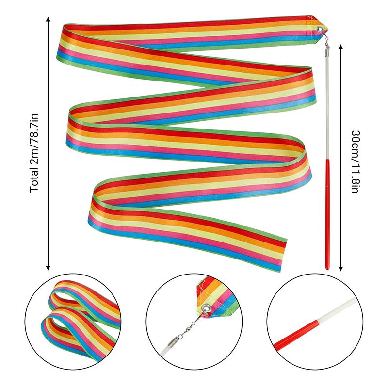 12ks Rytmické taneční stuhy Gymnastika Stuha Taneční Streamers Obušek Twirling pro uměleckou taneční gymnastiku Dětská talentová show