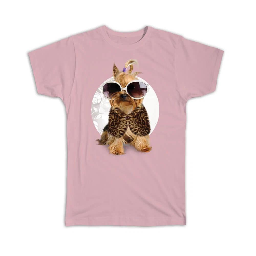 

Gift T-Shirt : Yorkshire Lady Fashion Dog Pet Puppy Glasses Fur Coat Floral L