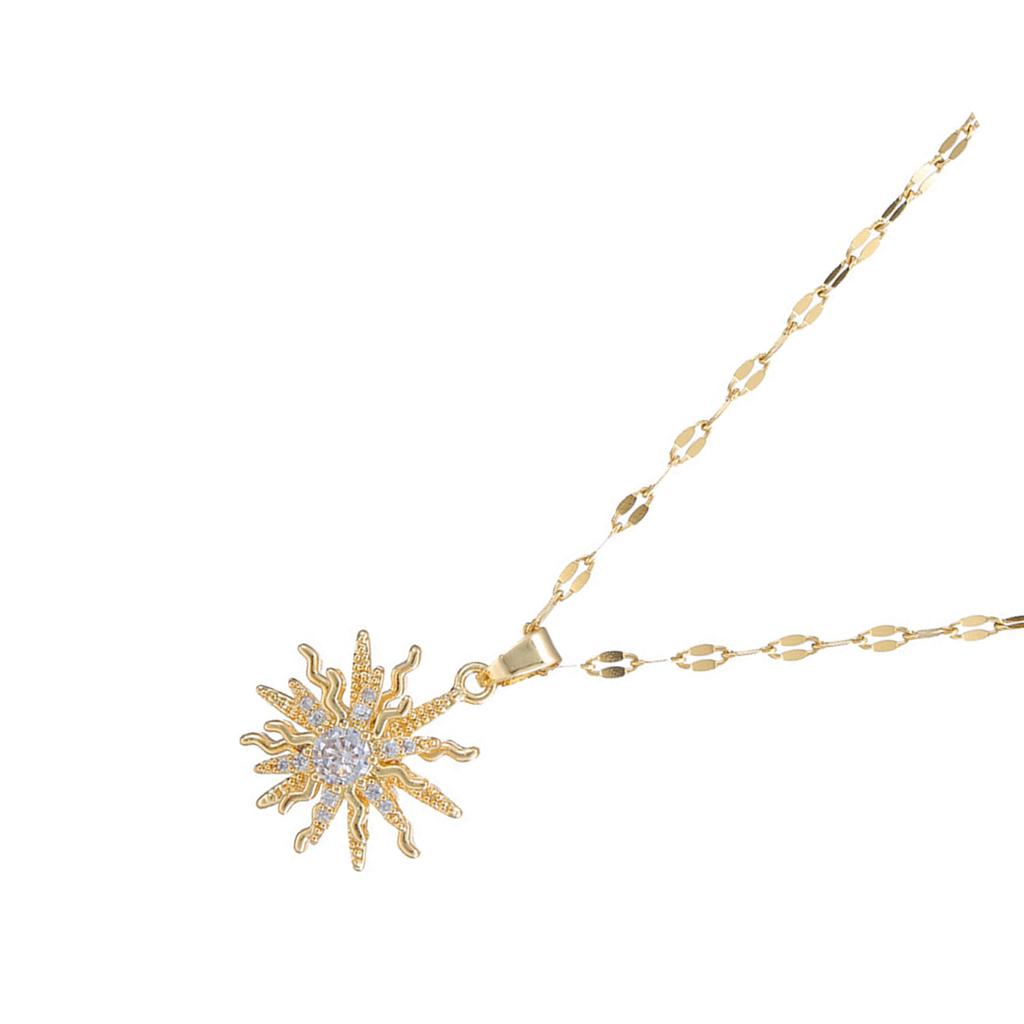 Zircon Rotating Flower Pendant Necklace Clavicle Chain Adjustable Choker Sweet Cool Collar Necklace Fashion Jewelry