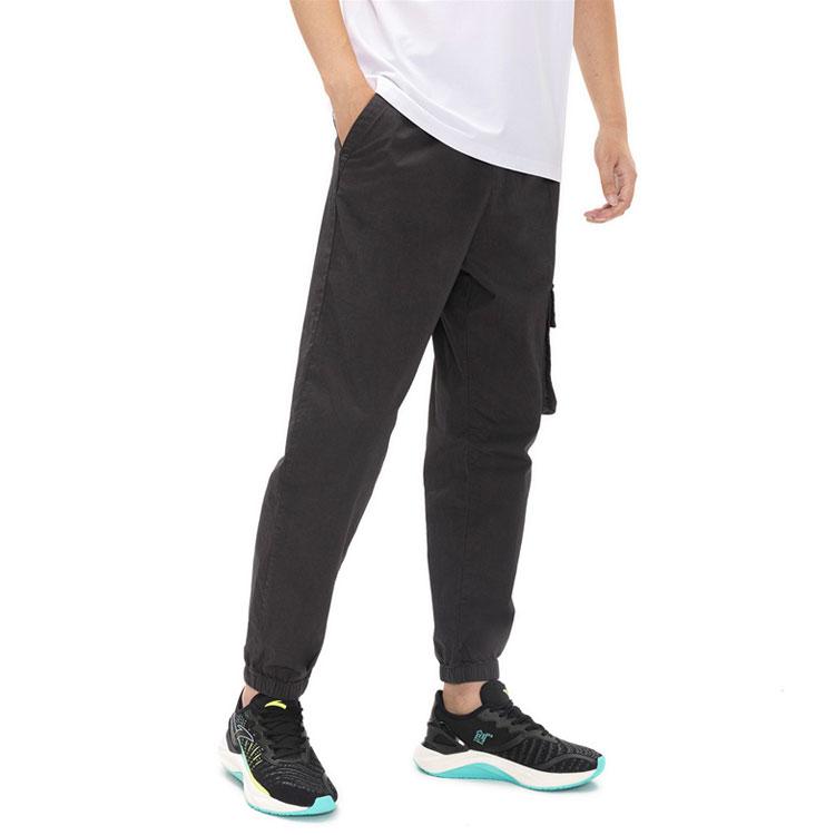 Anta Solid Color Multi-Pocket Loose Knit Sports Pants Men Bottoms Ink-Grey 152238516-2