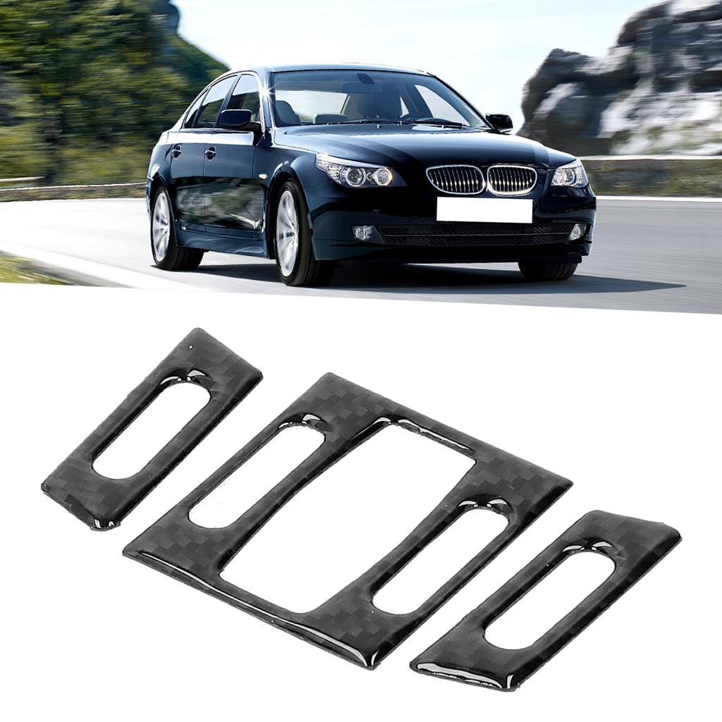 3pcs Carbon Fiber Interior Air Outlet Trim Cover Fit for 5 Series E60 E61 2004‑2010