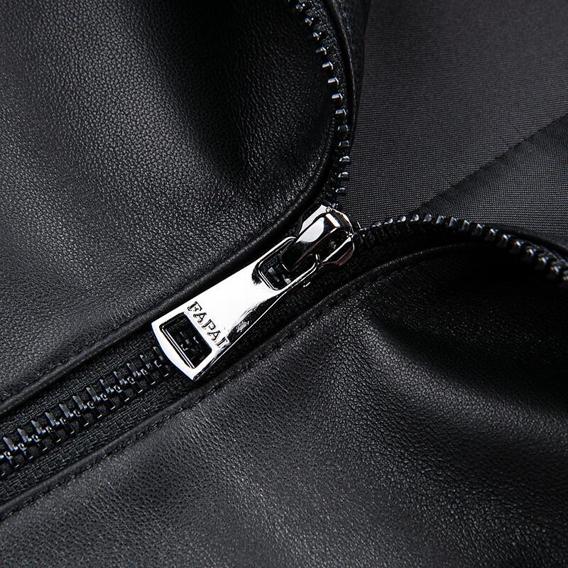 FAPAI Men's Genuine Sheepskin Turn-Down Collar Leather Jacket