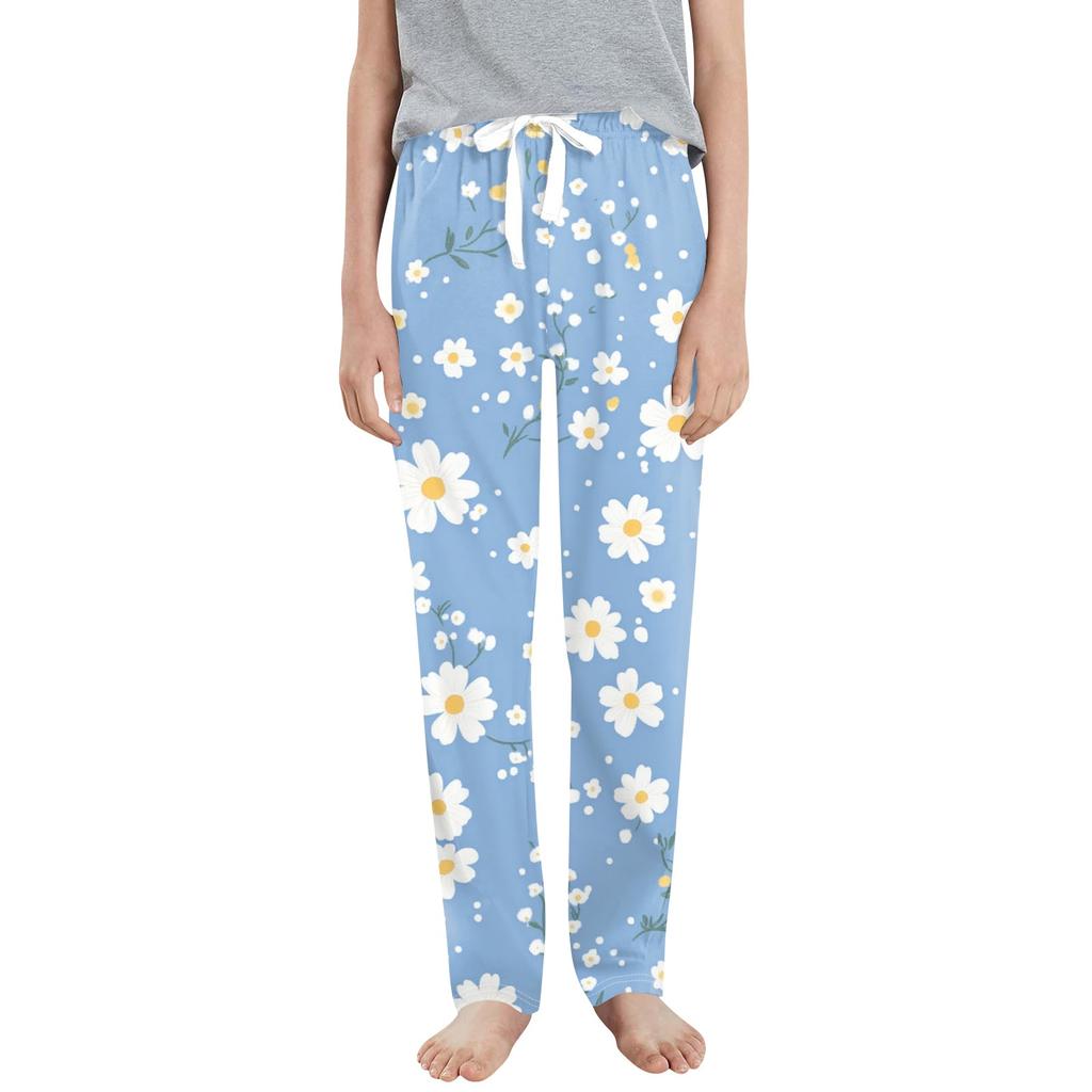 Womens Pajama Pants Sleepwear Casual Drawstring Elastic Waist Pants Comfy Straight Yoga Loose Trousers