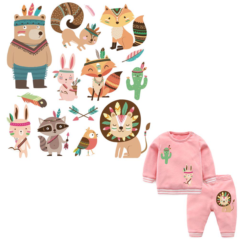 

Washable Dresses Heat Transfer Stickers DIY Printing Cartoon Animal Patches Iron on Appliques