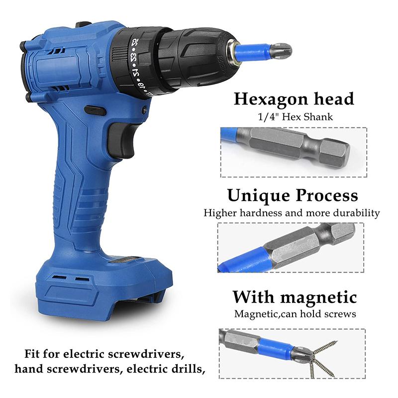 6Pcs Hexagonal Handle Anti Skid Electric Screwdriver Woodworking Cross Screwdriver Tool Set PH1 PH2 PH3 PZ1 PZ2 PZ3