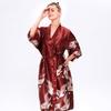 Pajamas Women's Summer Sexy Ladies Ice Silk Nightgown Medium Sleeve Large Size Bathrobe Silk Bridal Morning Gown