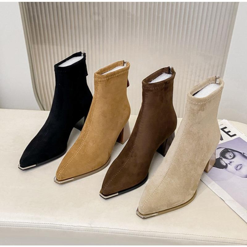Designer Vintage Women Ankle Boots Fashion Pointed Toe Short Booties Elegant High Heels Shoes Botas Zapatos De Mujer
