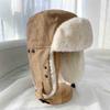 Windproof Ear Protective Hat Solid Color Women Plush Hat Cute Winter Pilot Hat  Outdoor