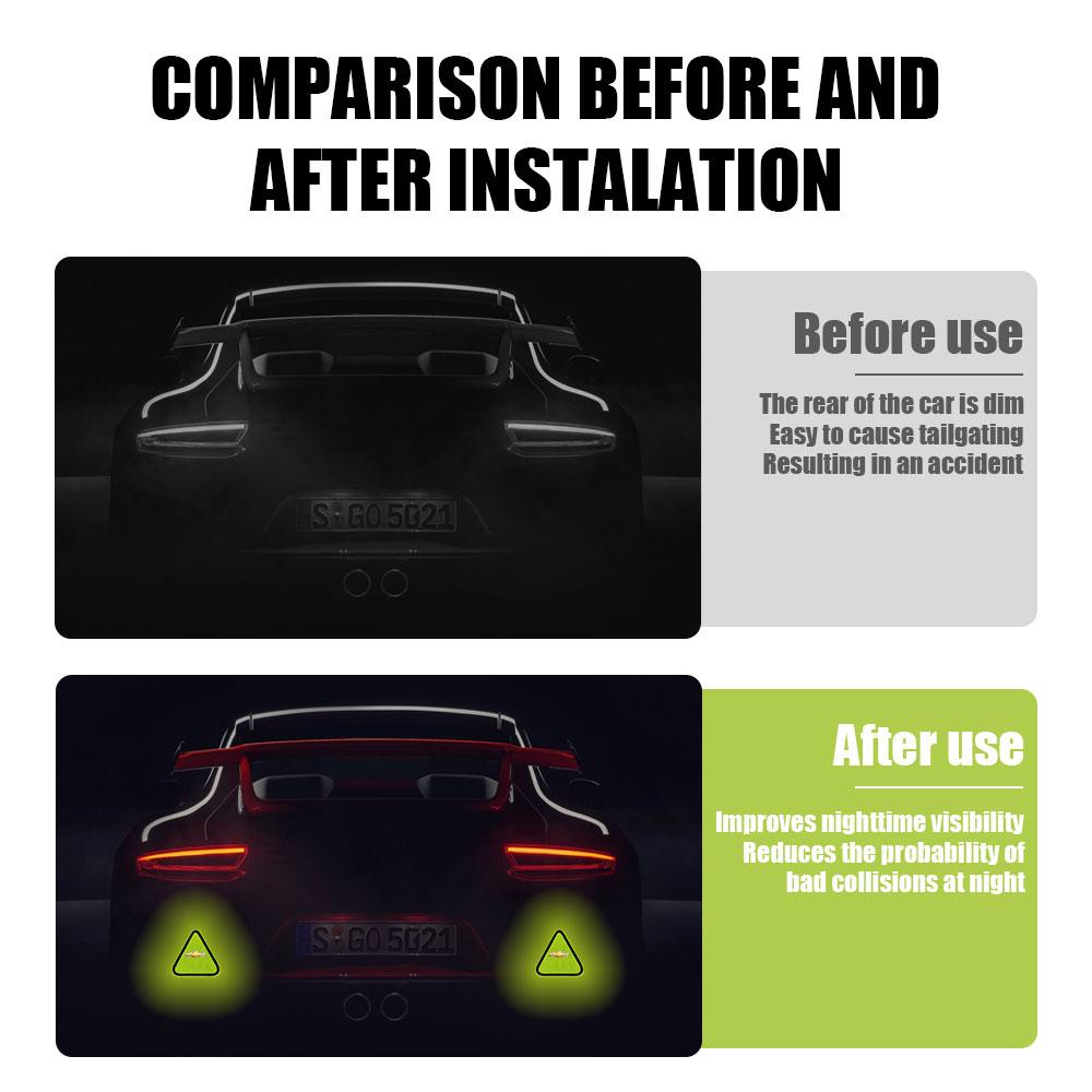 Triangle night fluorescent warning car stickers decoration For Chevrolet Cruze Spark Captiva Suburban Camaro Malibu XL Trax Lova