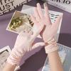 Sunscreen Gloves for Women In Summer UV Proof Extended Cotton Thread Driving Touch Screen Anti Slip Thin Lace Gloves