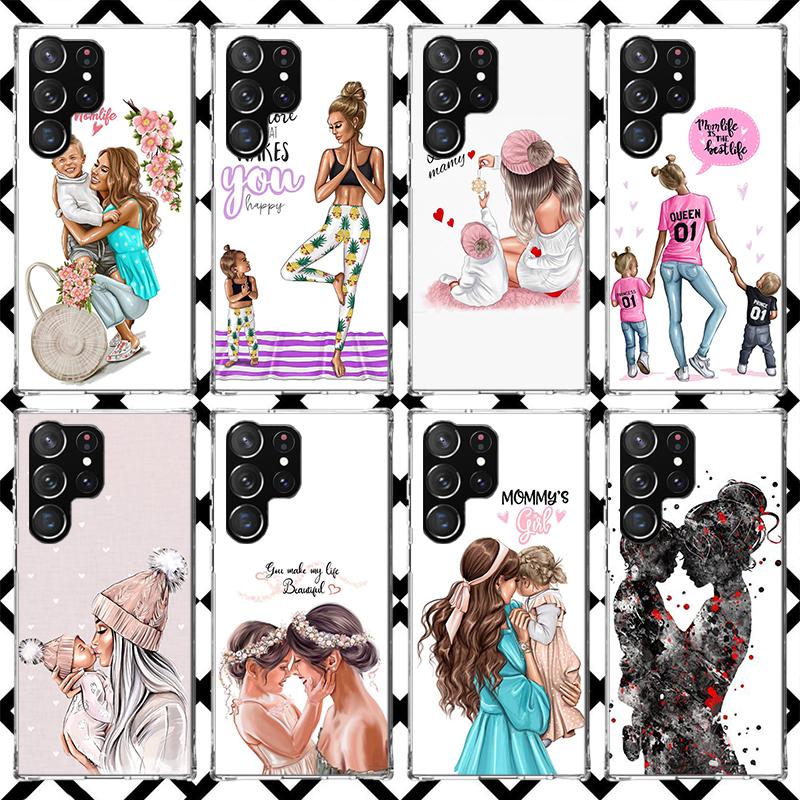 Mom Baby Girls Phone Case for Samsung Galaxy S26 S25 Edge S24 S23 Ultra S22 Plus S21 FE S20 + Soft Cover Print Fundas Galaxy S25