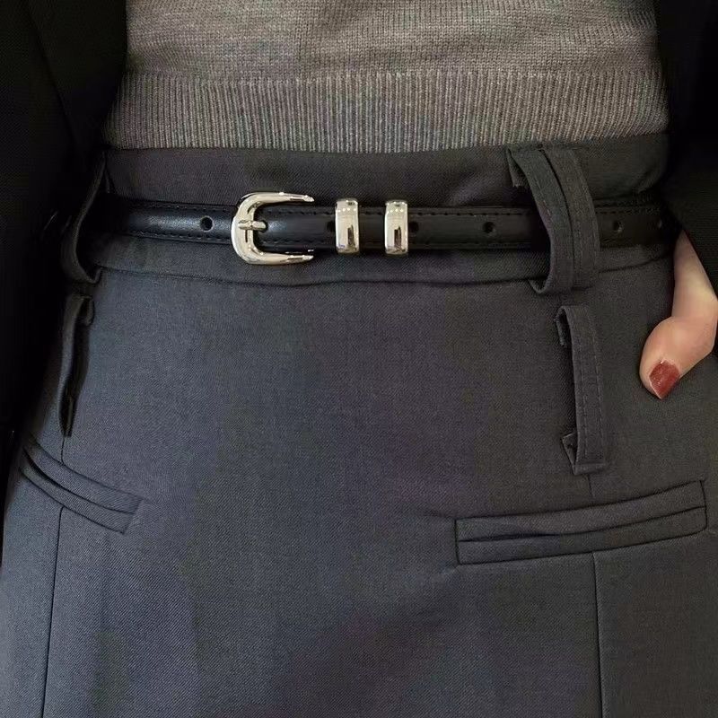 Womens Fashionable Slim Belt In Multiple Colors With Stylish Metal Ring Detail