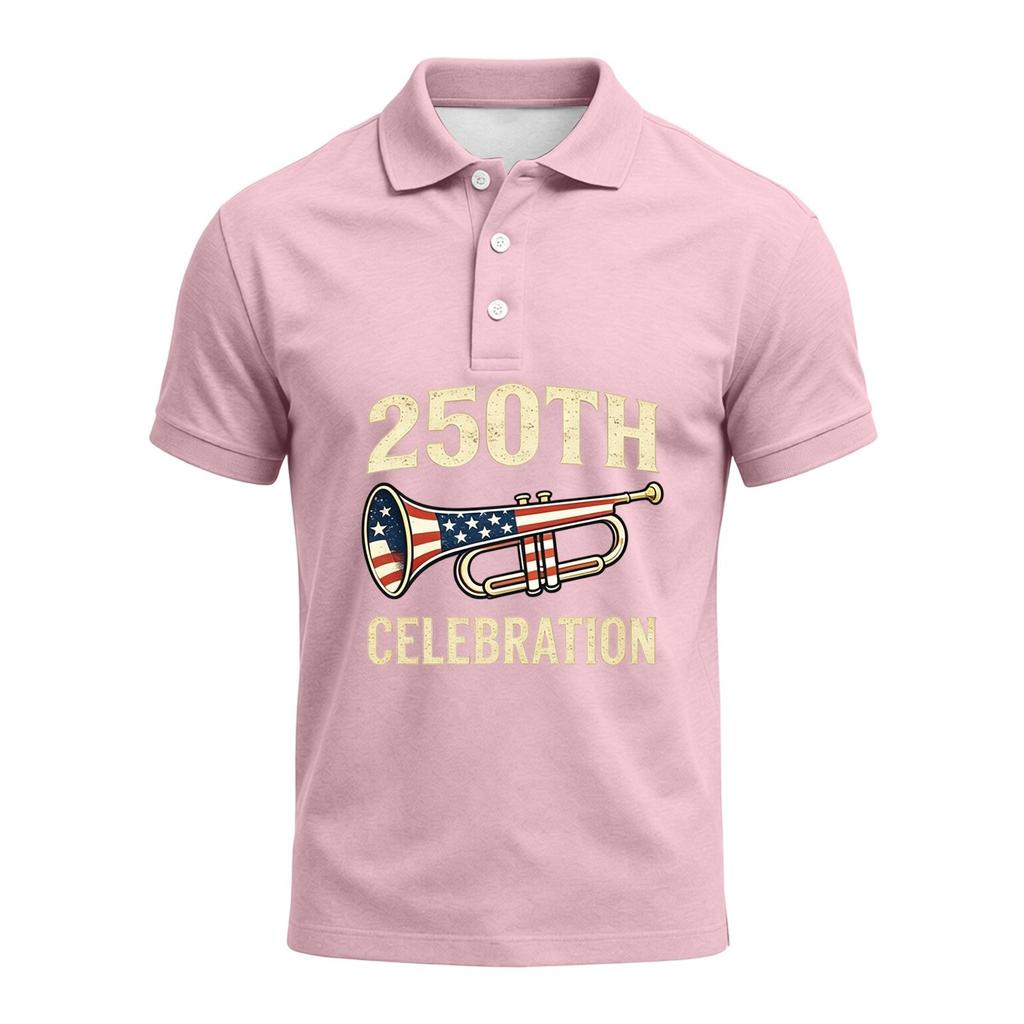 Men's 250th Anniversary Short Sleeve Polo Shirt America Strong Graphic Print 1776 to 2026 Commemorative Casual Shirt