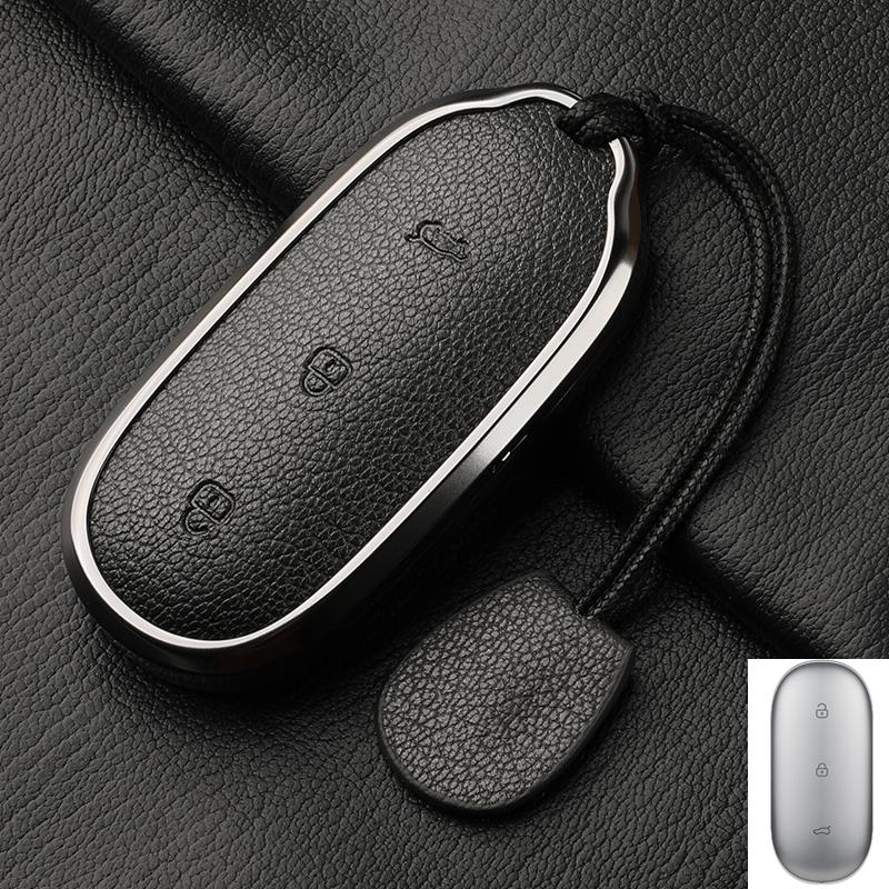 For Lixiang L9 L7 L8 L6 Key Fob Cover Leather Car Case Aluminum Buckle Alloy Keychain Accessories G4B7 Li Auto Inc