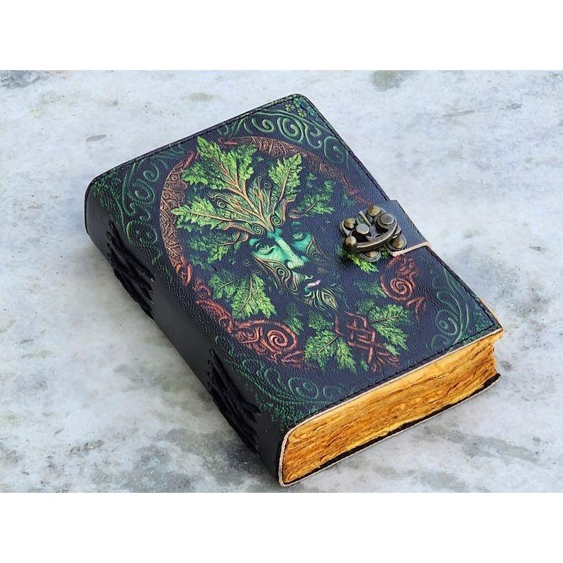 Handmade Leather Journal Tree of Life Journal Diary | Green 7/5 Tree of Life Notebook | Writing Leather Notebook Antiq Notpad Book