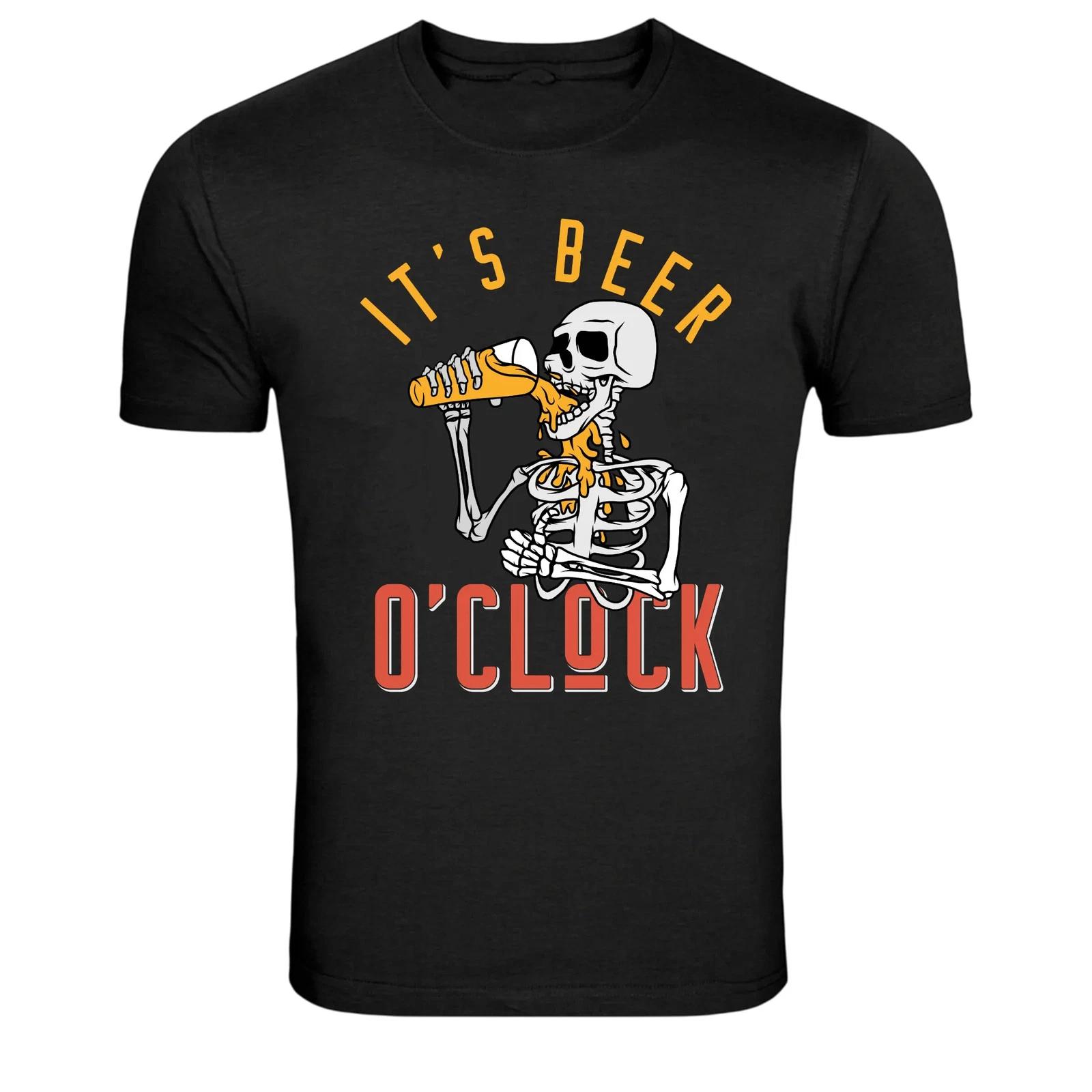 It s Beer O Clock Skeleton Drinking Graphic T-Shirt 3XL