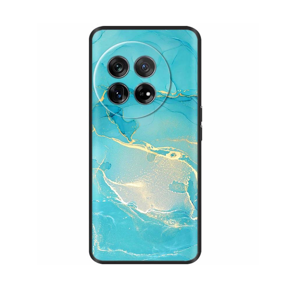Painted Cover For OnePlus 12 Case Black Silicone Soft Luxury Phone Back Cover For One Plus 12 OnePlus12 5G Fundas Cases Hoesje