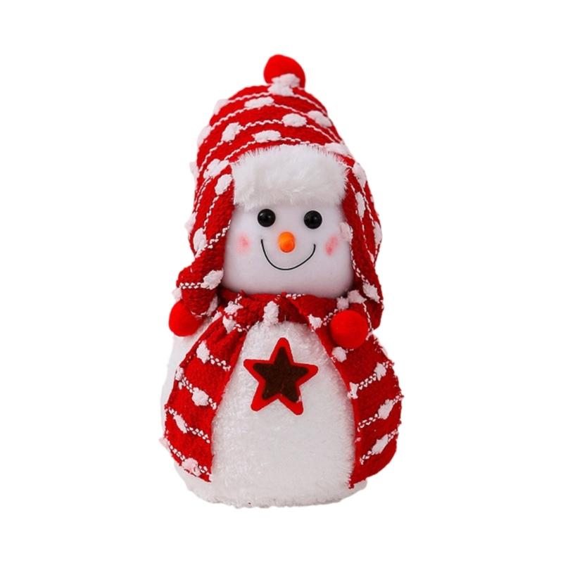 Plush Snowman Doll Desktop Ornaments Lovely Christmas Snowman Decorations For Outdoor Indoor Holiday Festival Wedding
