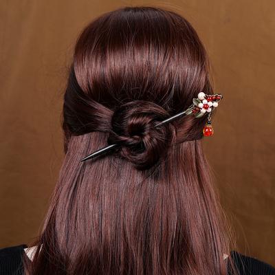 Ancient Hairpin, Modern Simple Hair Accessories, Hanfu Headdress, Ball Head, Disc Hair, Wooden Hairpin, Step-by-step Fringed Hairpin, Female