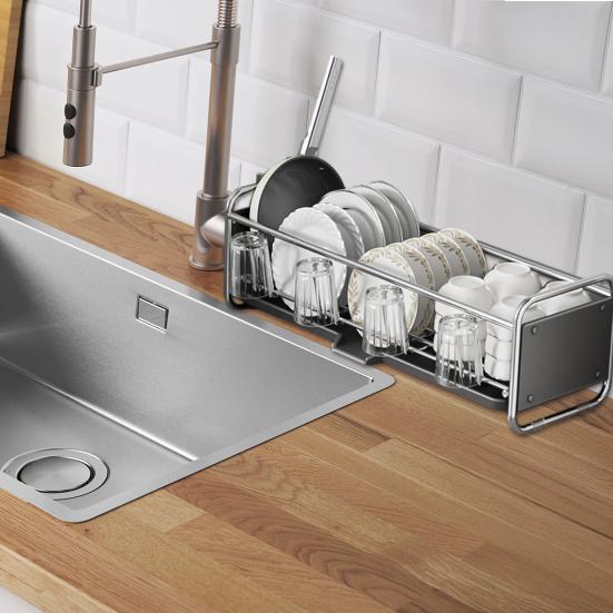 Dish Drain Rack Sponge Holder Large Capacity Strong Load-bearing Multi-purpose Sink