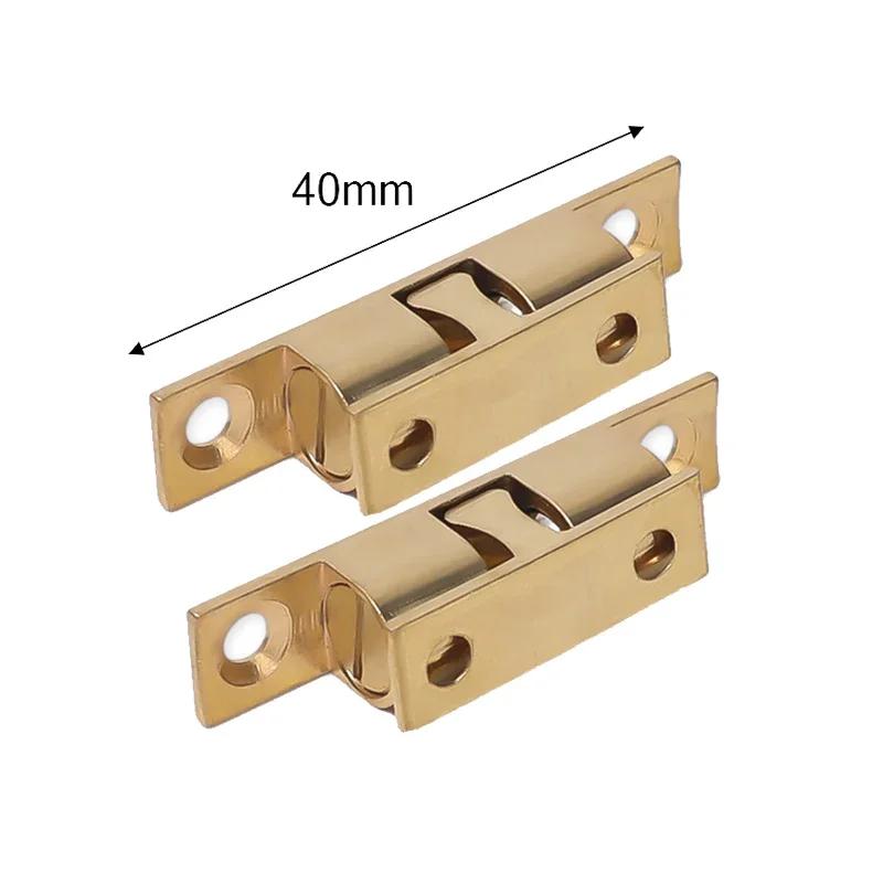 1pc Furniture Door Ball Latch Brass Double Roller Spring Ball Catch Latches Cabinet Closet Door Adjustable Tension Latch