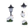 Duck Garden Statue Animal Figurine with Solar Lights Lovely White Decorative Sculpture Resin