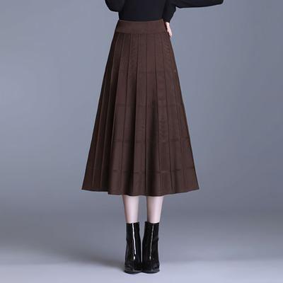 Knitted Winter Skirt Women Half Skirt Autumn/Winter 2023 New Woolen A-line Large Swing Skirt with Coat Half Skirt Female Tops